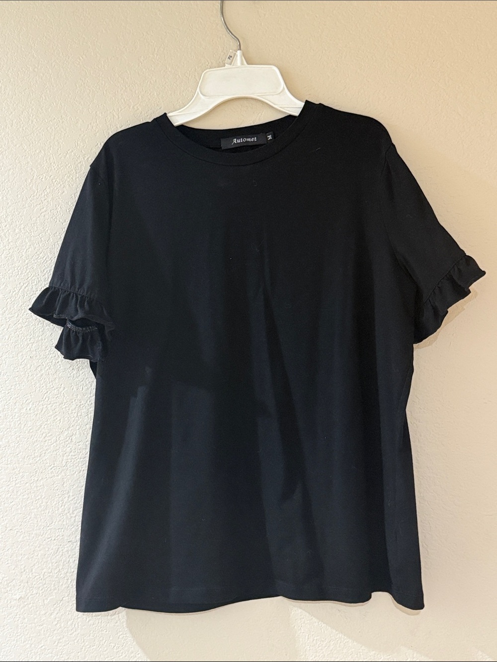 Black Ruffle Sleeve Tee - Women